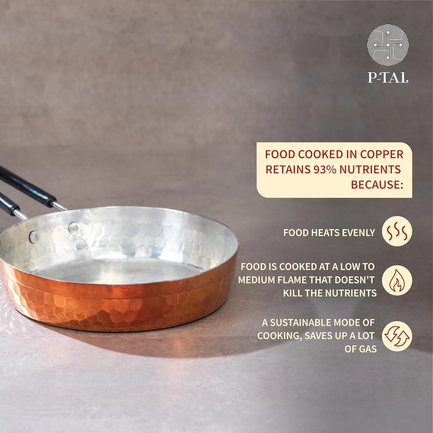 P-TAL Copper Non Stick Fry Pan, 900 g-2.webp